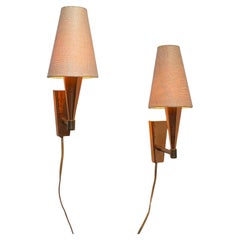 Vintage Danish Copper & Hessian Wall Lamps by Svend Mejlstrøm, 1960s