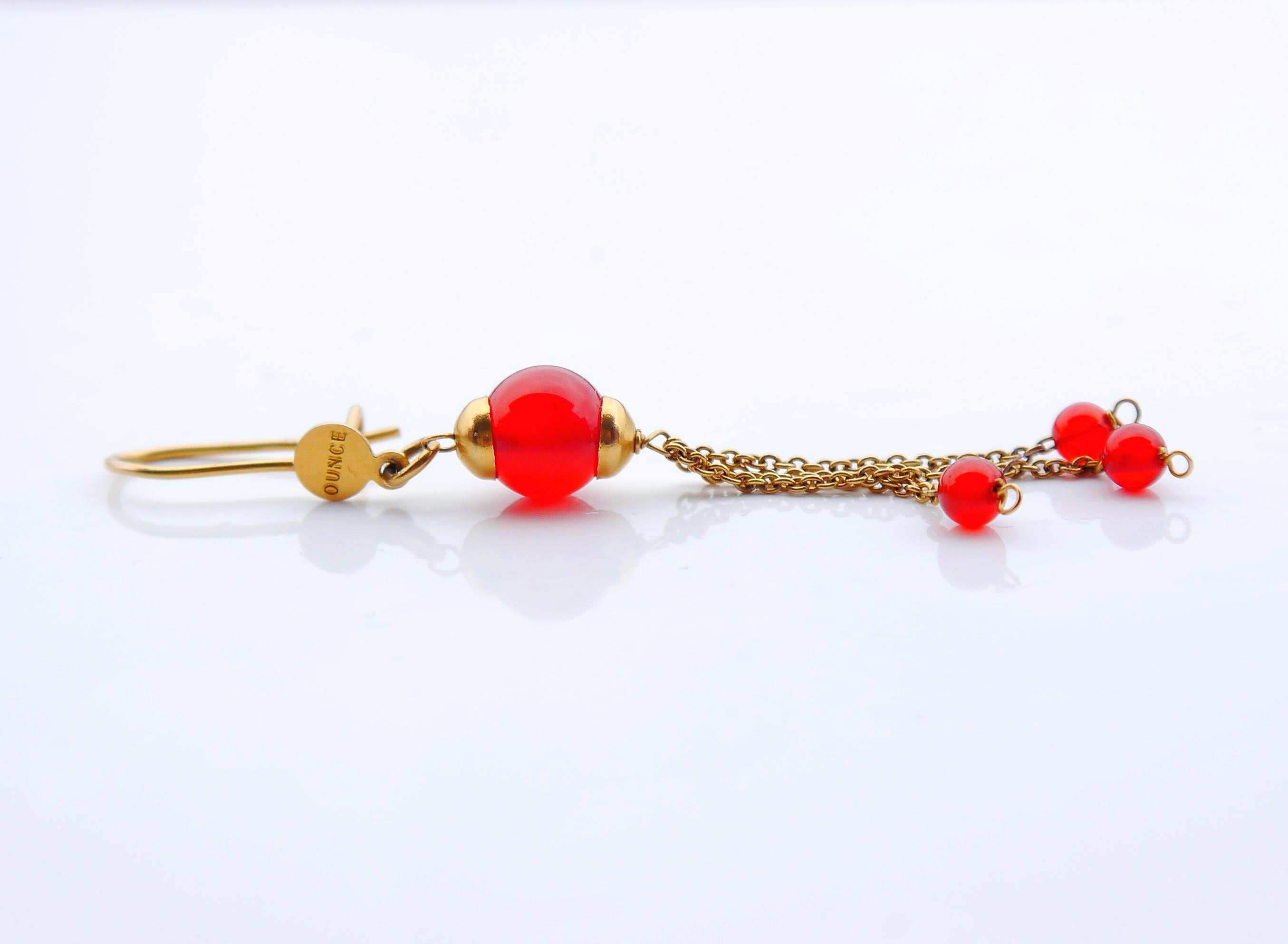 Dänische Vintage-Ohrhänger, natürlich Sard, massives 18K Gelbgold / 4,8 gr im Angebot 2
