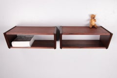 Vintage Danish Darkwood Floating Bedside Tables