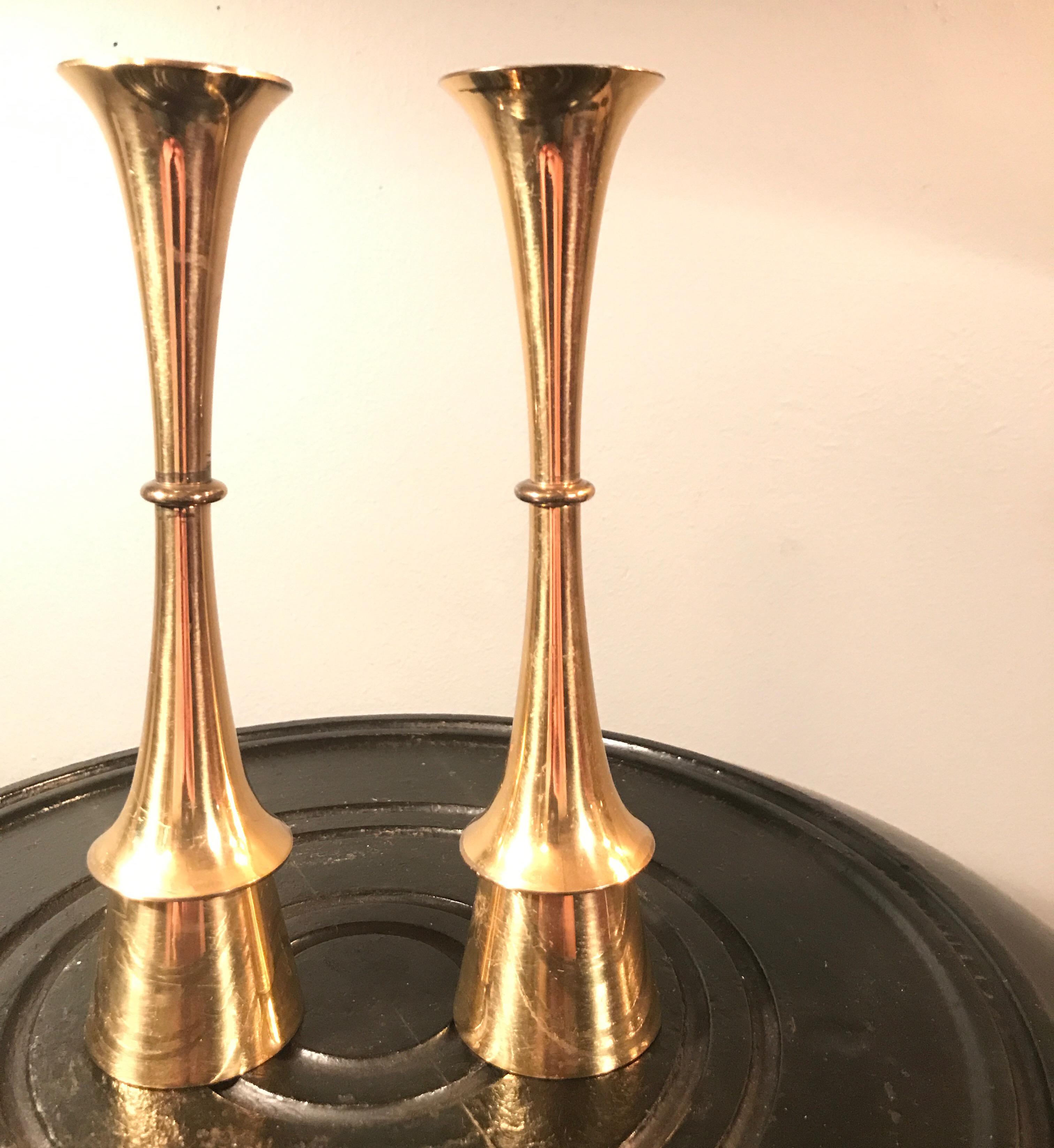 Mid-Century Modern Vintage Danish Design Brass Candleholders