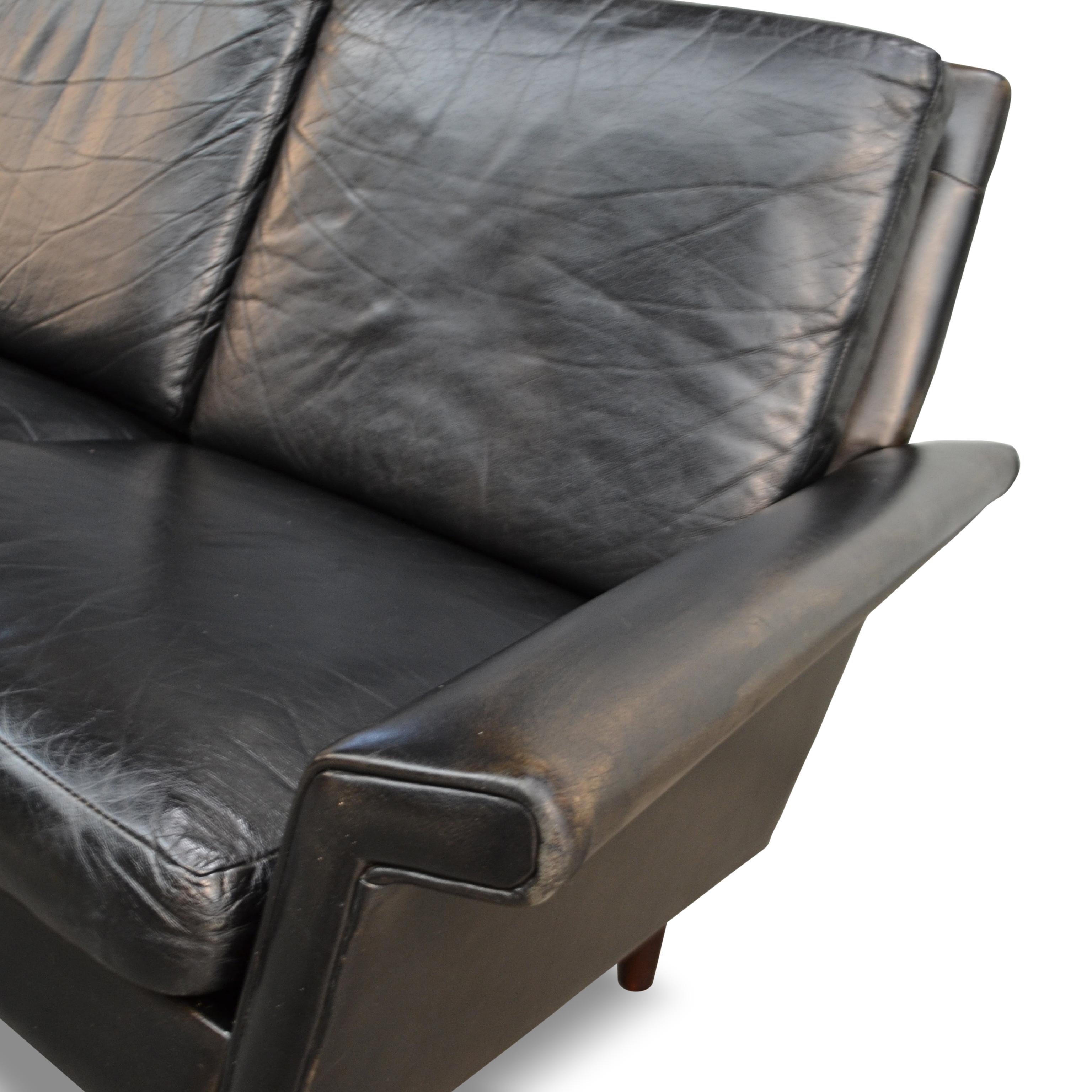 Vintage Danish Design Hans Olsen 4-Seater Leather Sofa 2