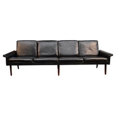 Vintage Danish Design Hans Olsen 4-Seater Leather Sofa