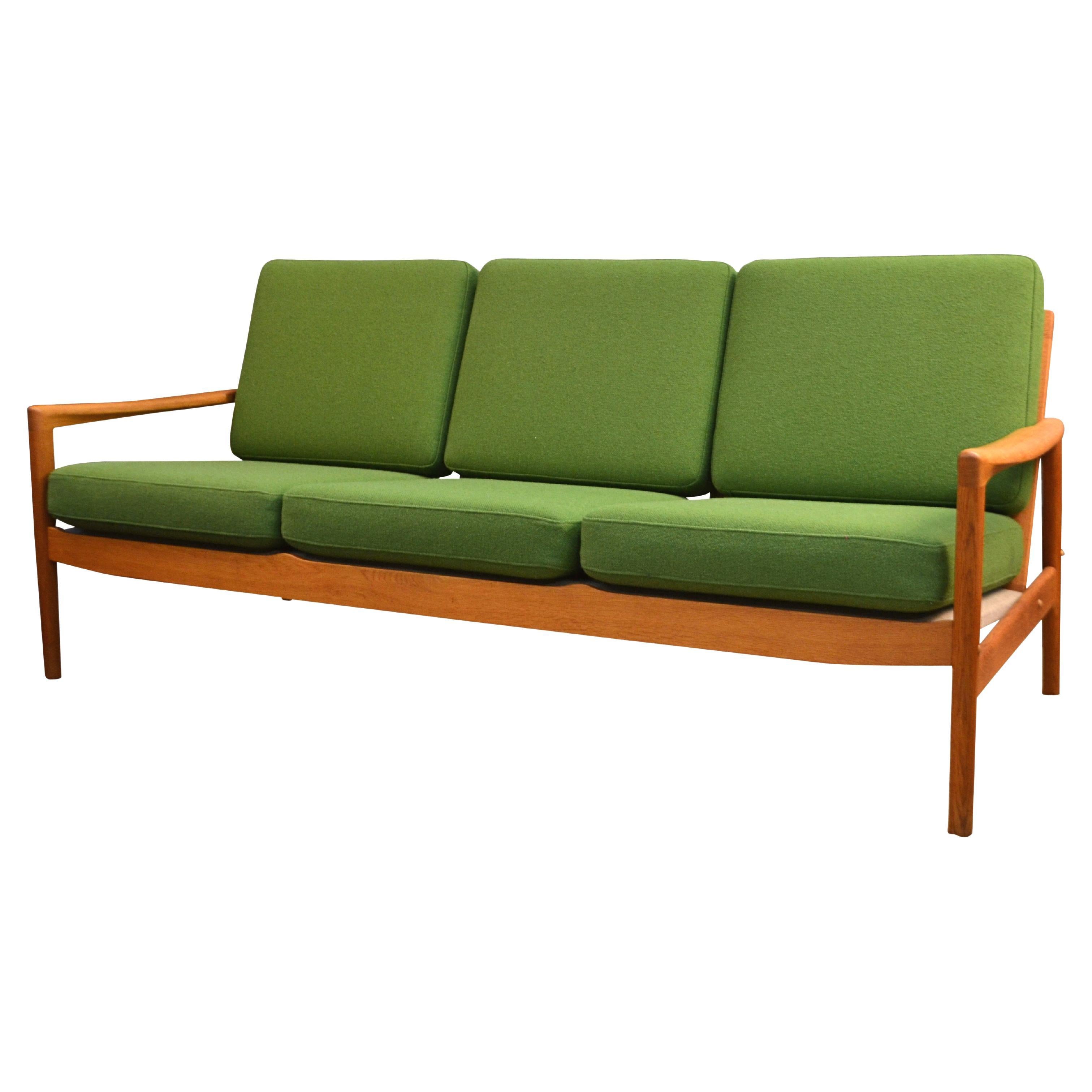 Vintage Danish Design Hans Olsen Oak 3-Seater Sofa