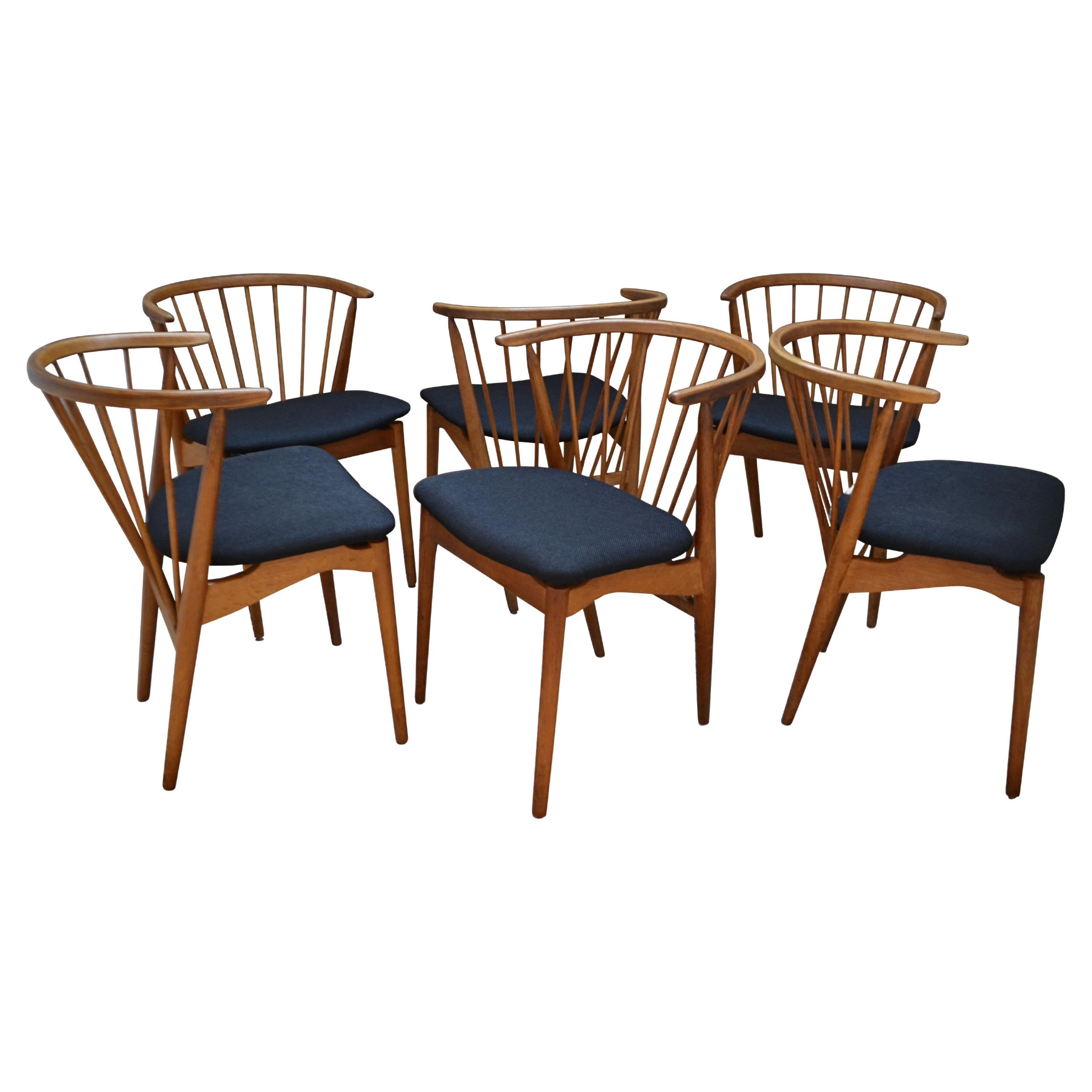 Vintage Danish design Helge Sibast no.6 oak dining chairs For Sale