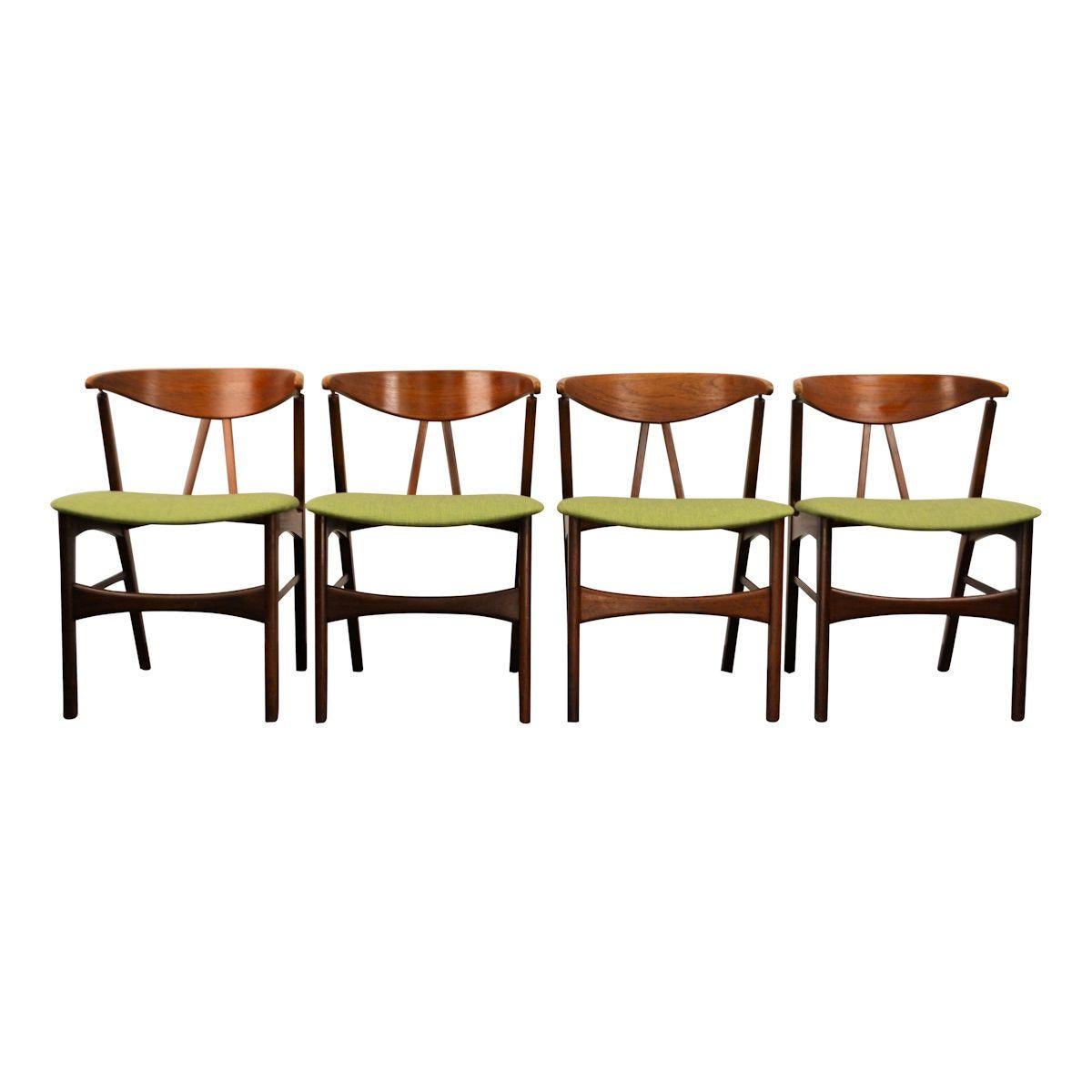 Vintage Danish Design Teak/Oak Dining Chairs, Set of 4 In Good Condition In Panningen, NL