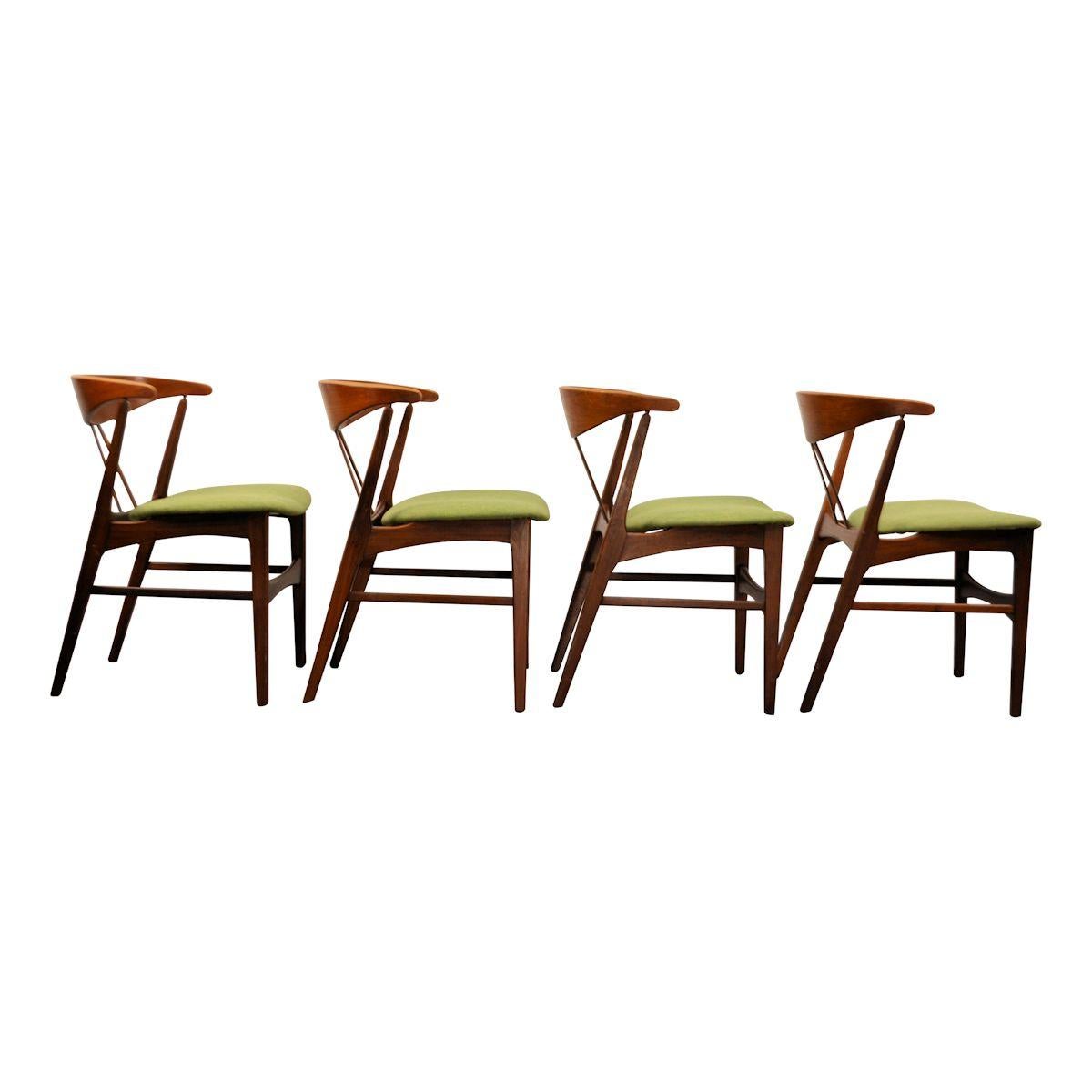 Fabric Vintage Danish Design Teak/Oak Dining Chairs, Set of 4