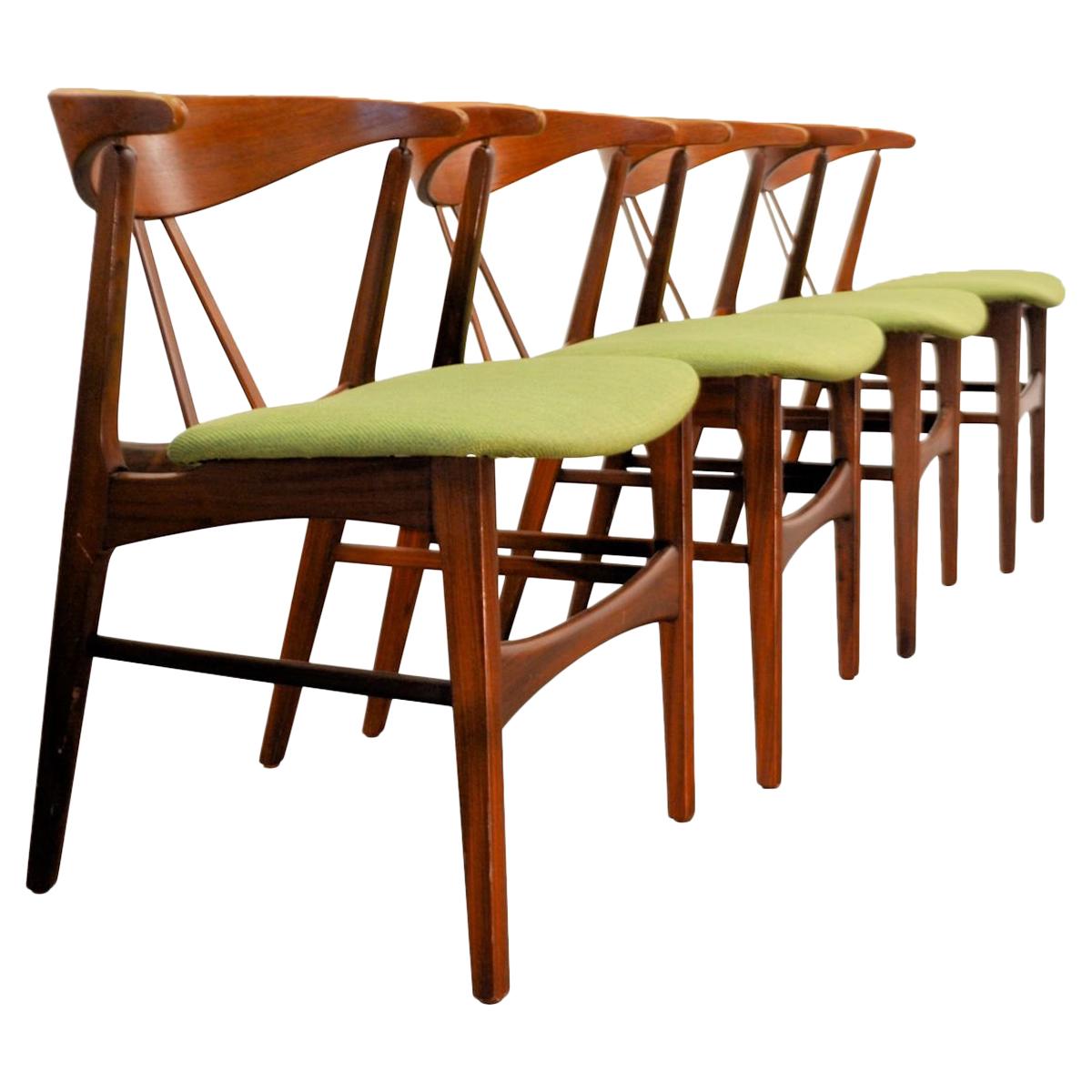 Vintage Danish Design Teak/Oak Dining Chairs, Set of 4