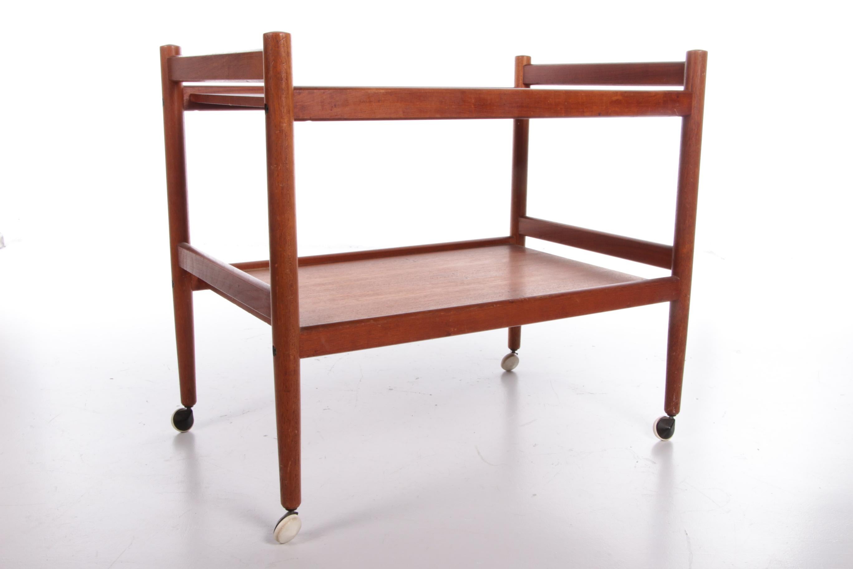 Vintage Danish Design Teak Wooden Trolley, 1960 Denmark 4