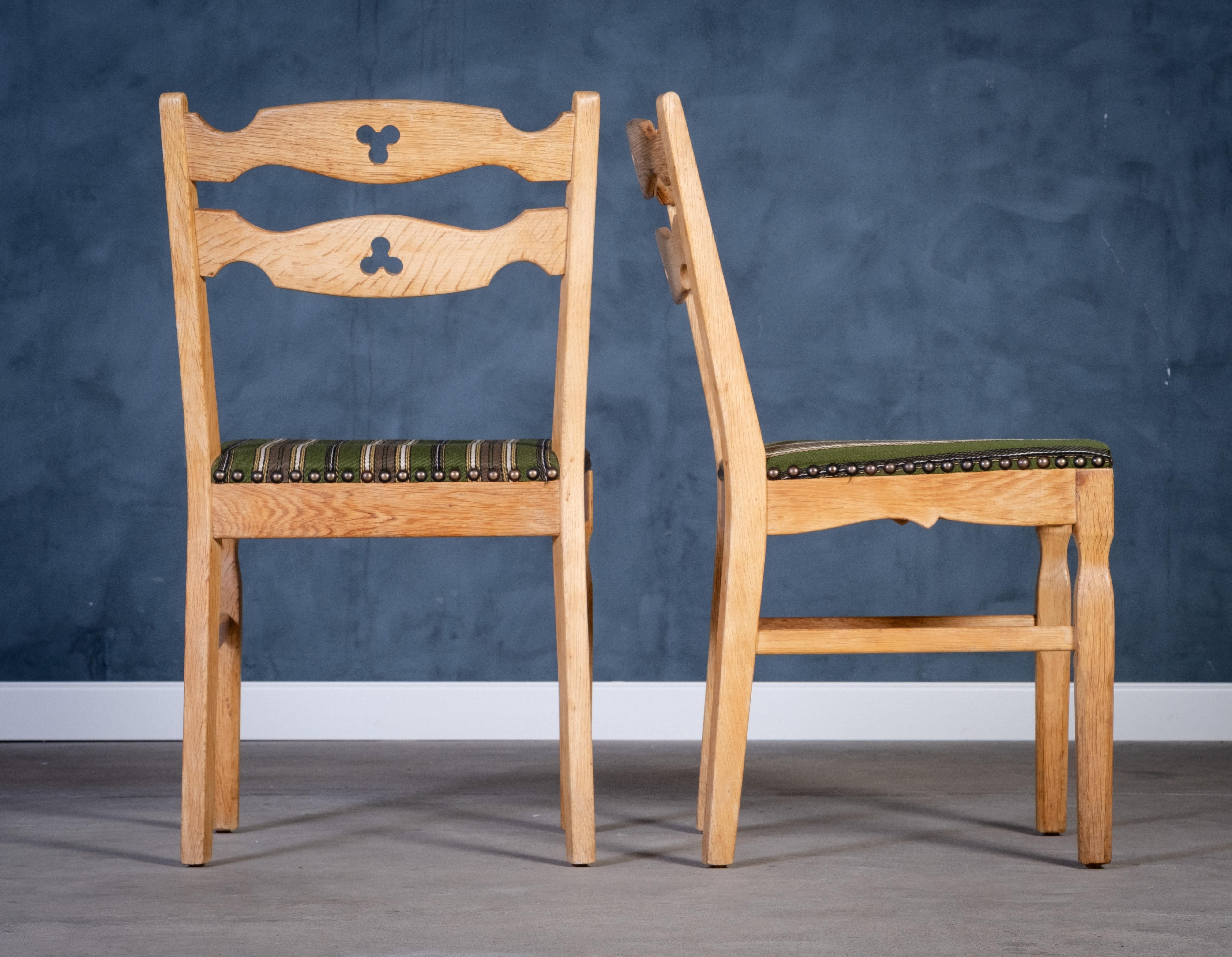 Sedie da pranzo danesi vintage in Oak, anni '50, set da 6 In condizioni buone a Nørre Aaby, DK