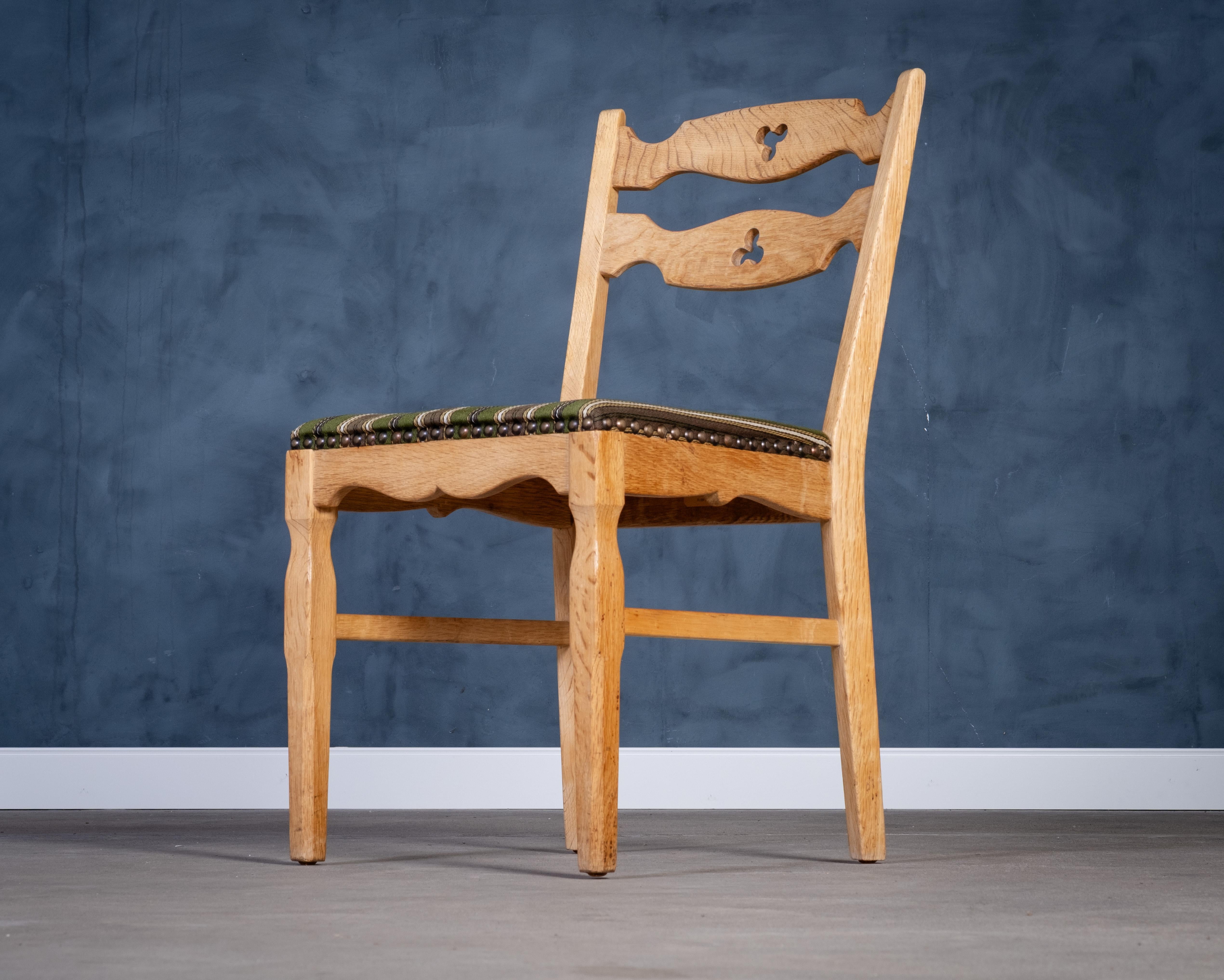 Quercia Sedie da pranzo danesi vintage in Oak, anni '50, set da 6