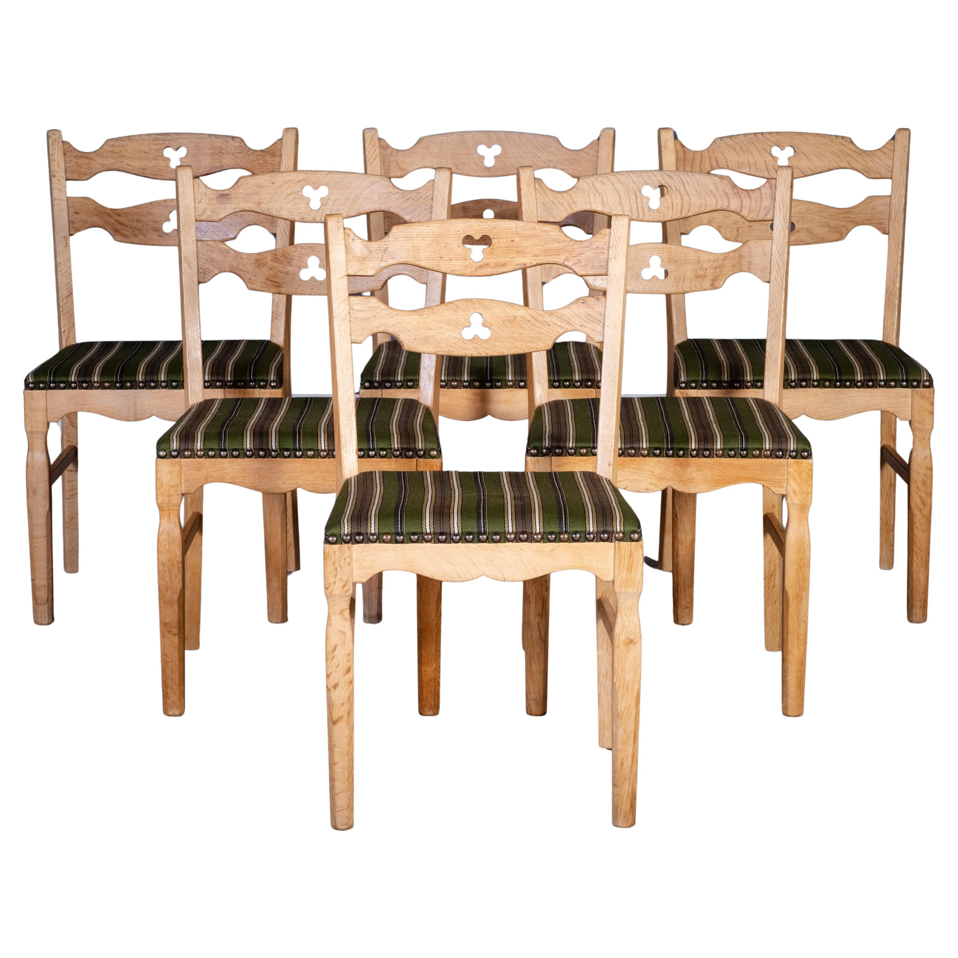 Sedie da pranzo danesi vintage in Oak, anni 
50, set da 6