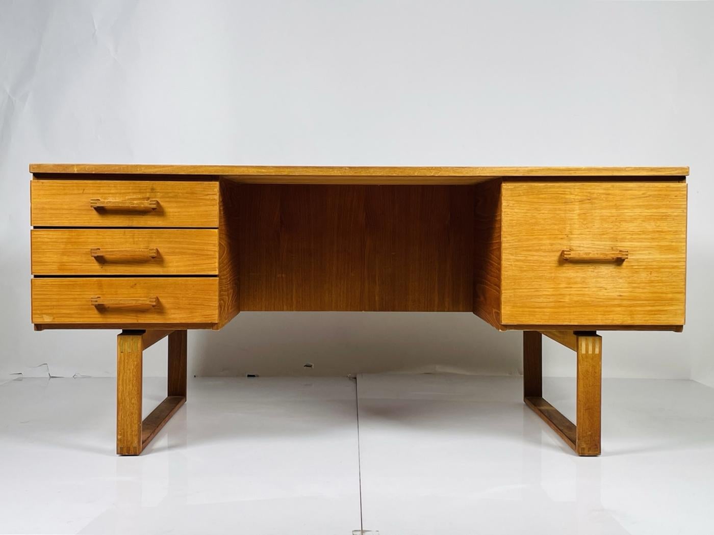 Mid-20th Century Vintage Danish Executive Desk by Henning Jensen & Torben Valeur for Dyrlund