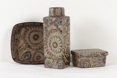 Dänische Fayance Baca-Vase und -Schalen von Nils Thorsson, 1970er Jahre