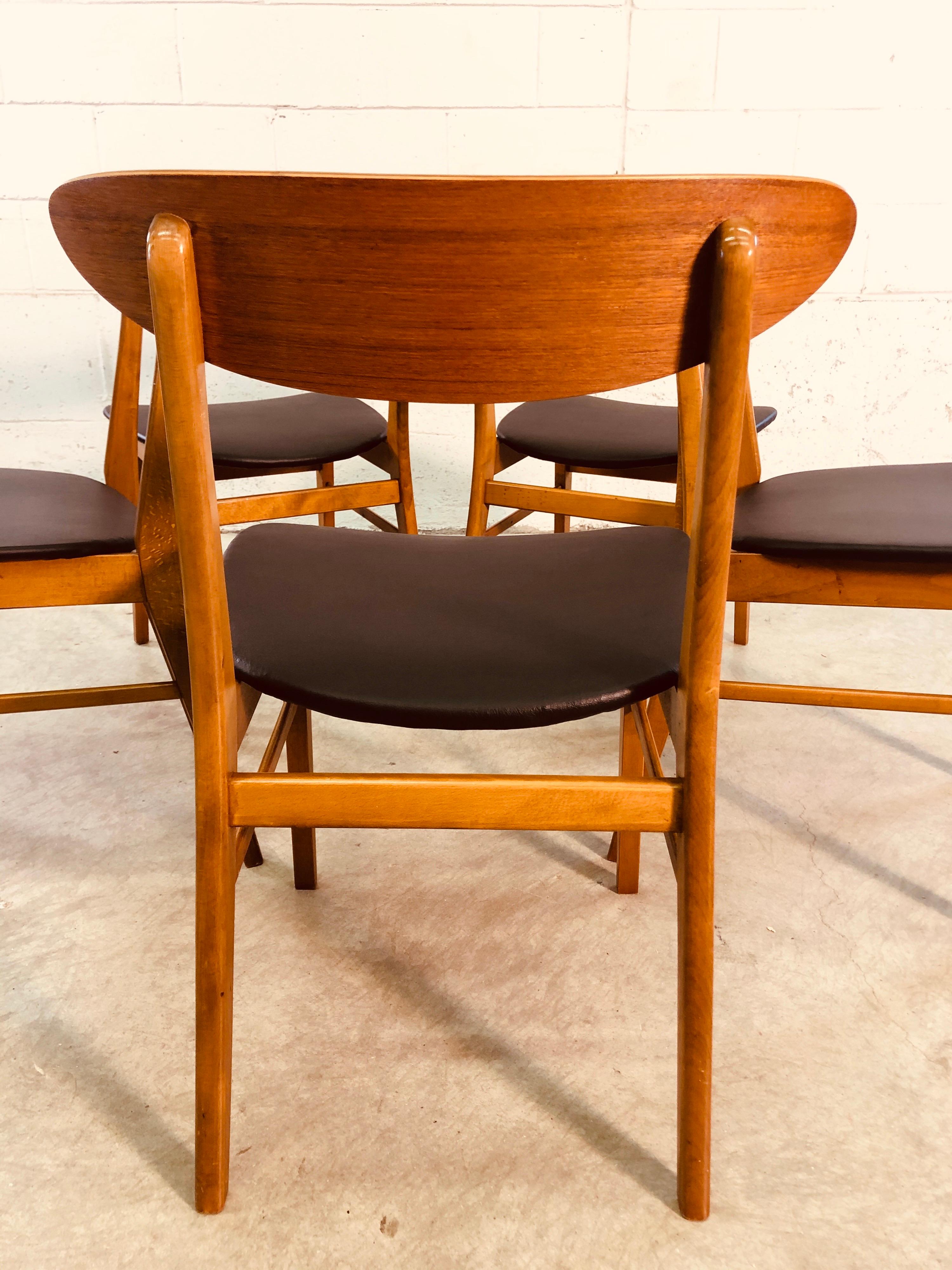 Vintage Danish Farstrup Teak and Beech Dining Chairs, Set of 5 5