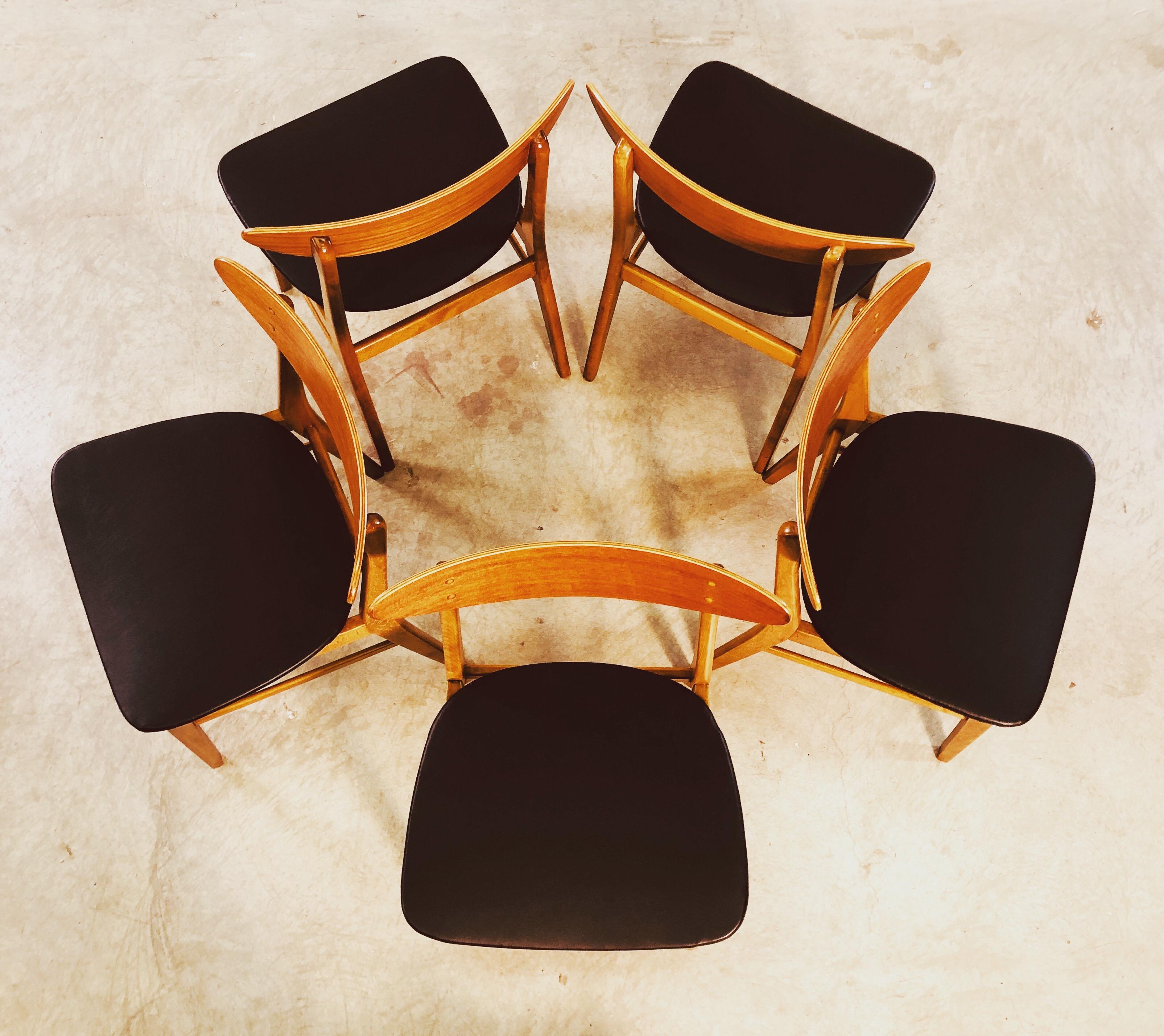 Vintage Danish Farstrup Teak and Beech Dining Chairs, Set of 5 7