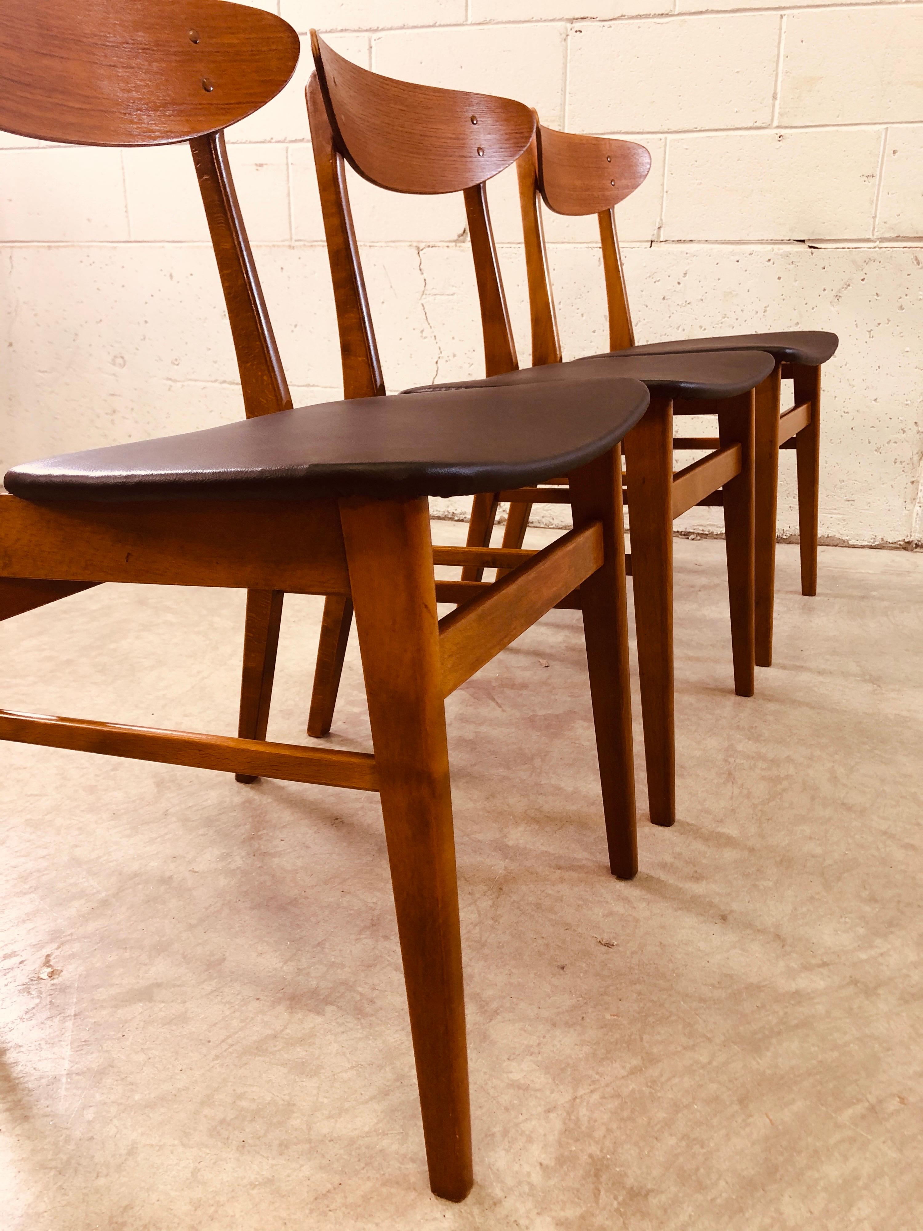 Vintage Danish Farstrup Teak and Beech Dining Chairs, Set of 5 In Good Condition In Amherst, NH