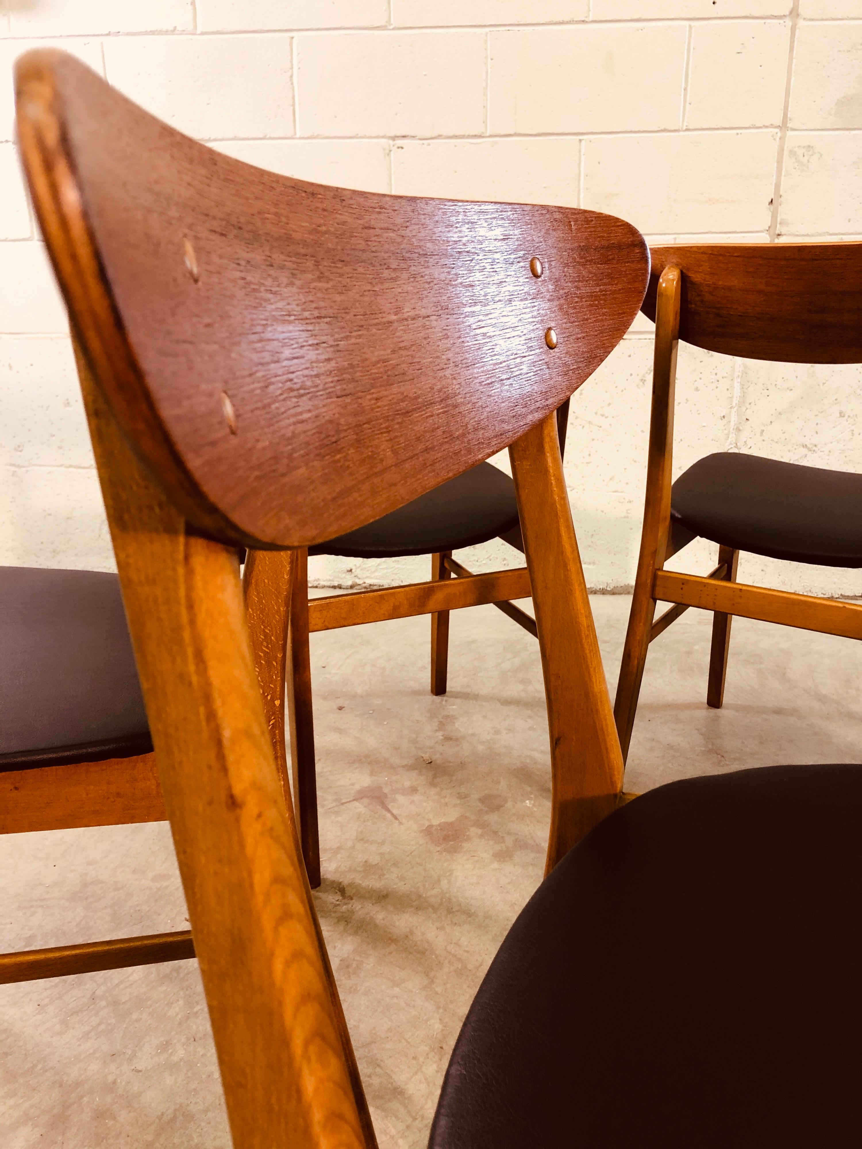 Vintage Danish Farstrup Teak and Beech Dining Chairs, Set of 5 1