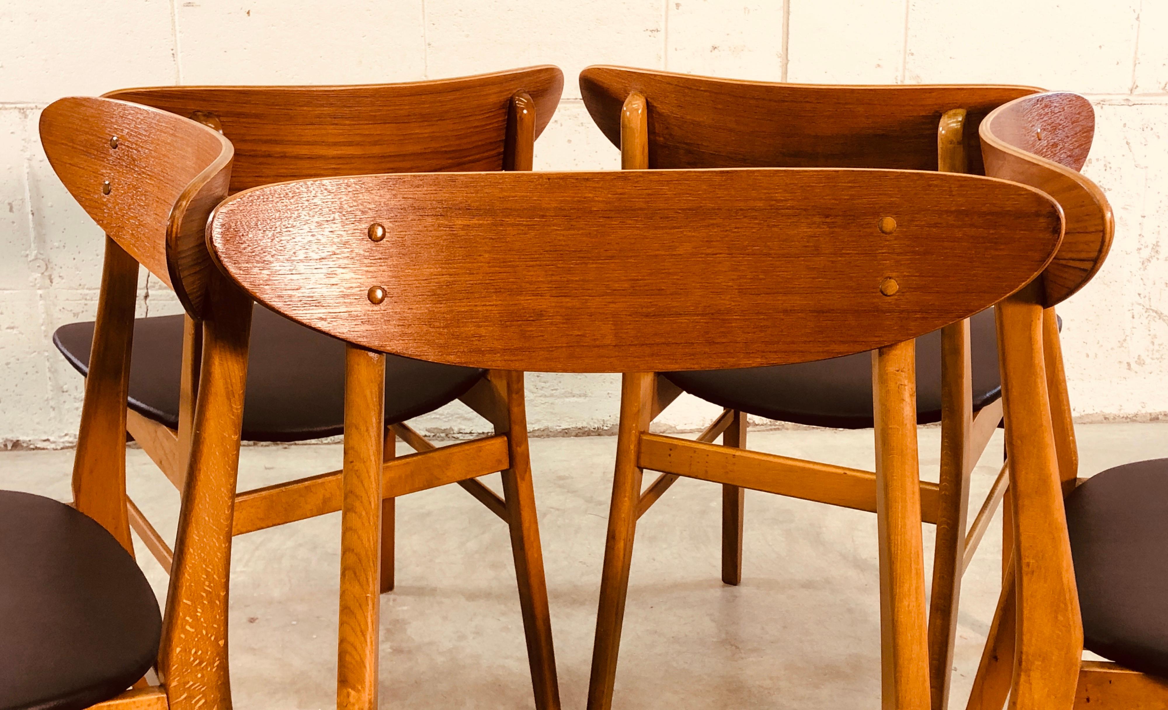 Vintage Danish Farstrup Teak and Beech Dining Chairs, Set of 5 2