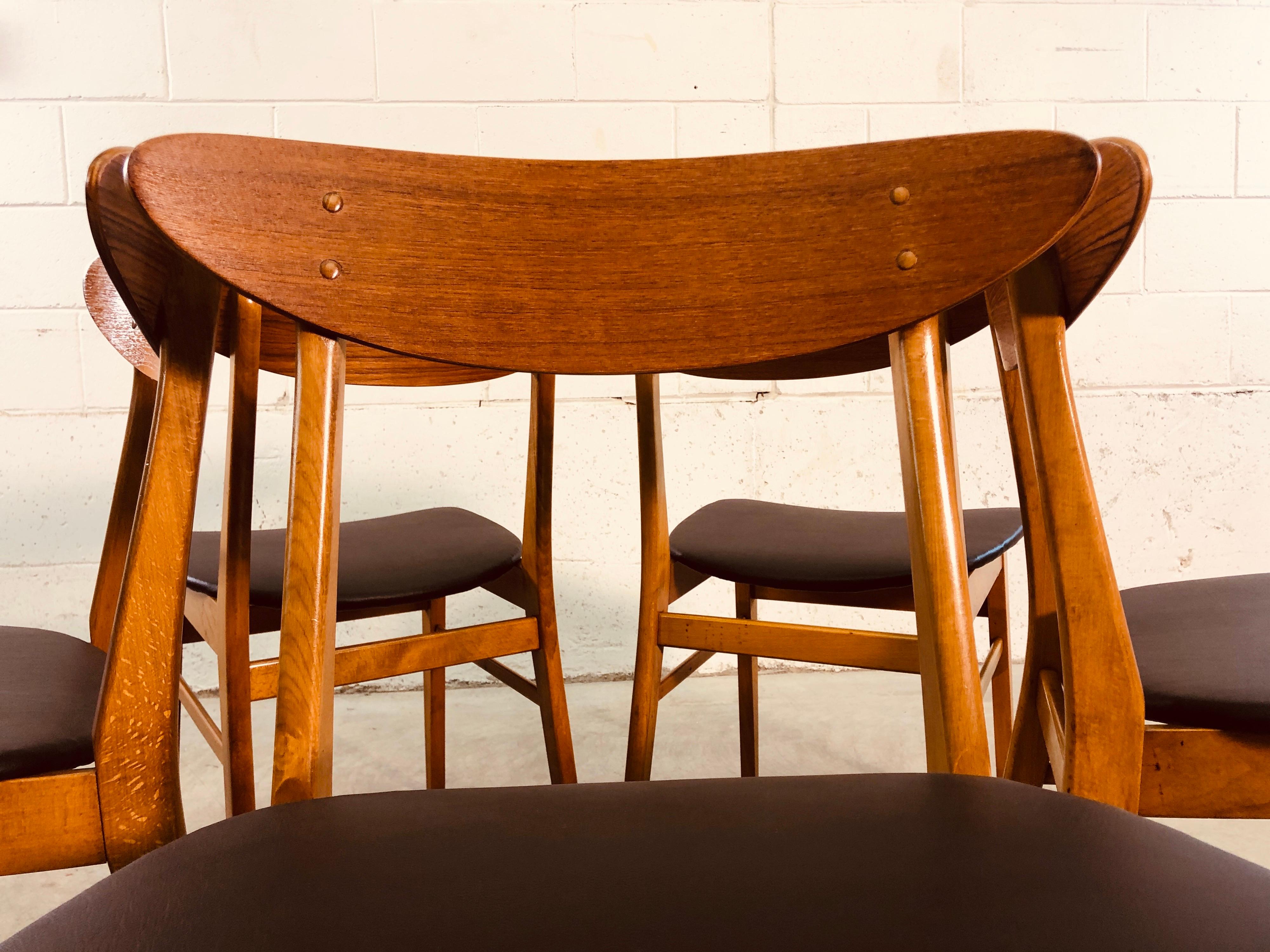 Vintage Danish Farstrup Teak and Beech Dining Chairs, Set of 5 3