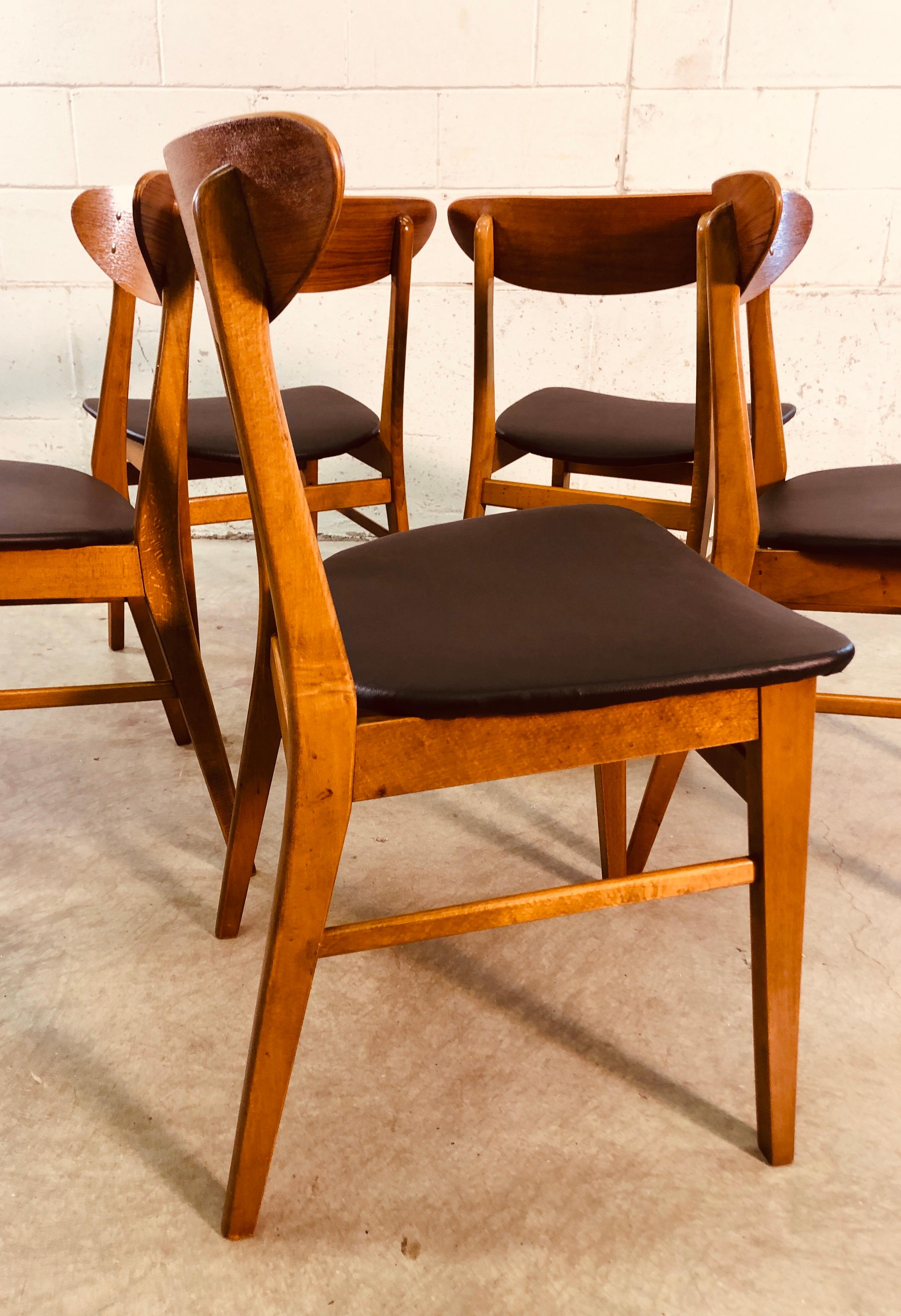 Vintage Danish Farstrup Teak and Beech Dining Chairs, Set of 5 4