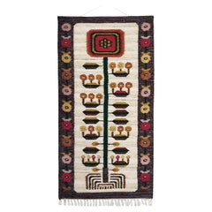 Tapis mural danois vintage à tissage plat, mi-siècle moderne