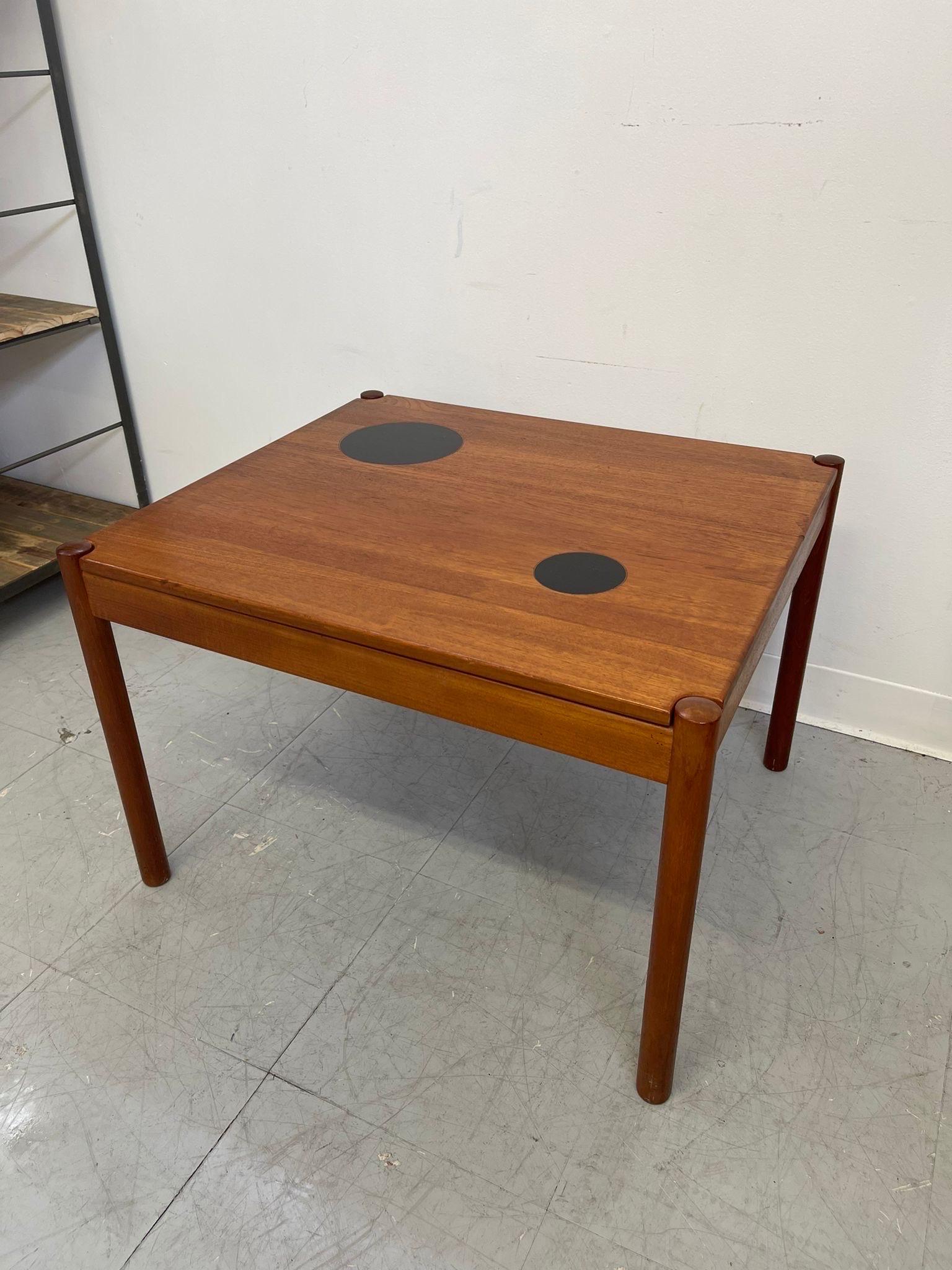 Vintage Danish Flip Top Coffee Table With Circle Accents. For Sale 2