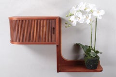 Vintage Danish Floating Wall Cabinet with Roller Door, 1960s