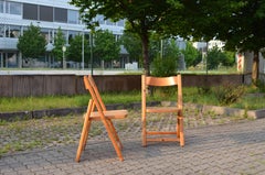 Silla plegable danesa vintage de pino escandinavo, set de 2