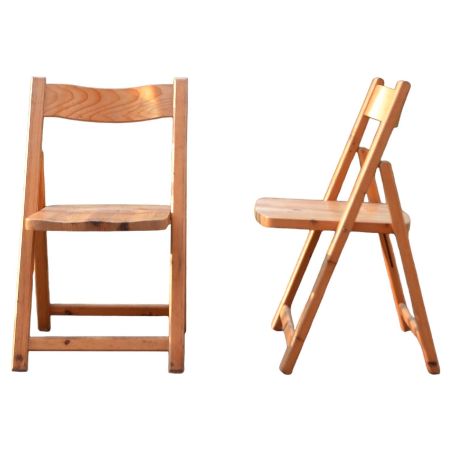 Sedia Foldes danese d'epoca in pino scandinavo, set di 2 pezzi