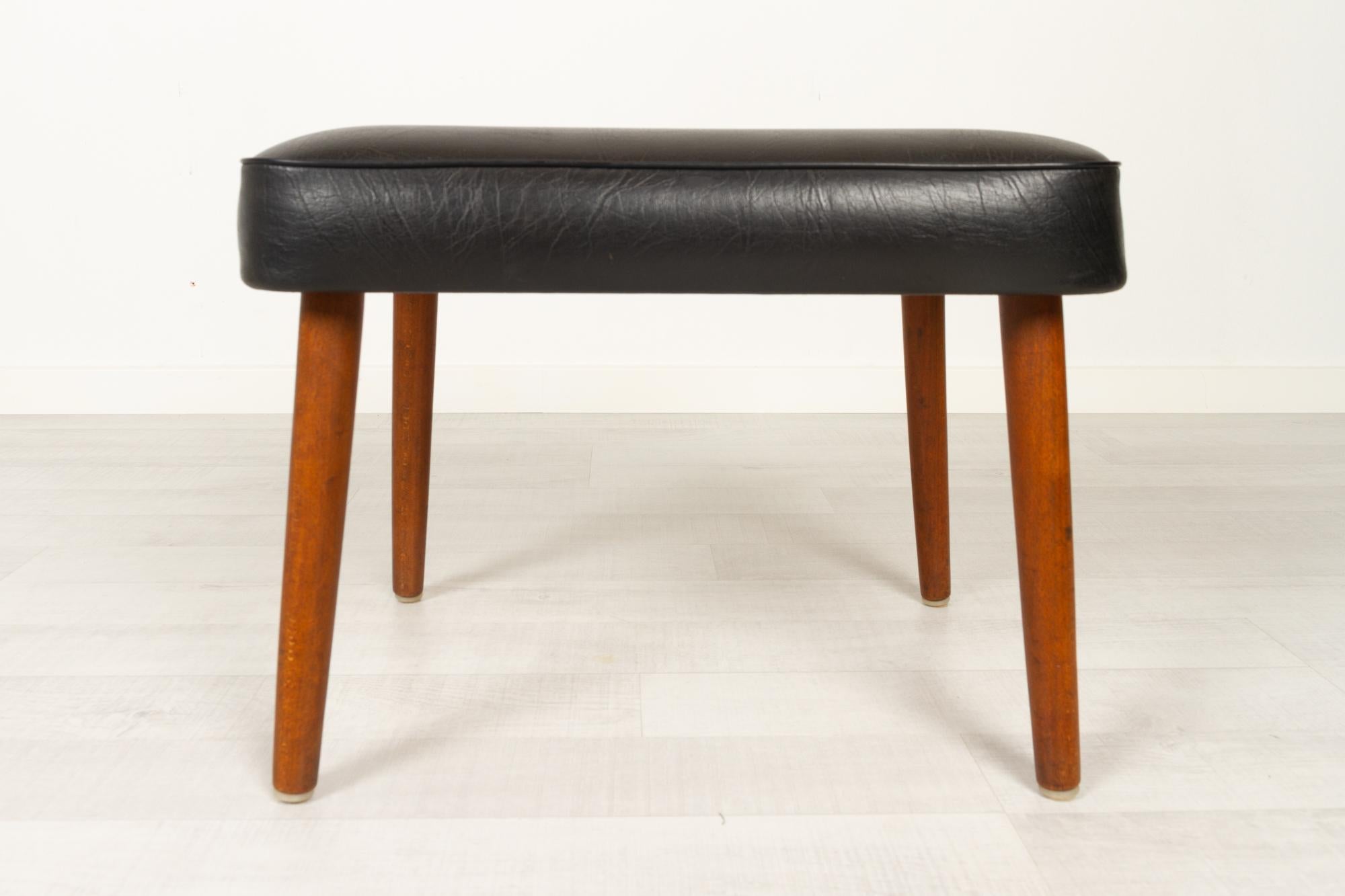 Faux Leather Vintage Danish Footstool, 1960s