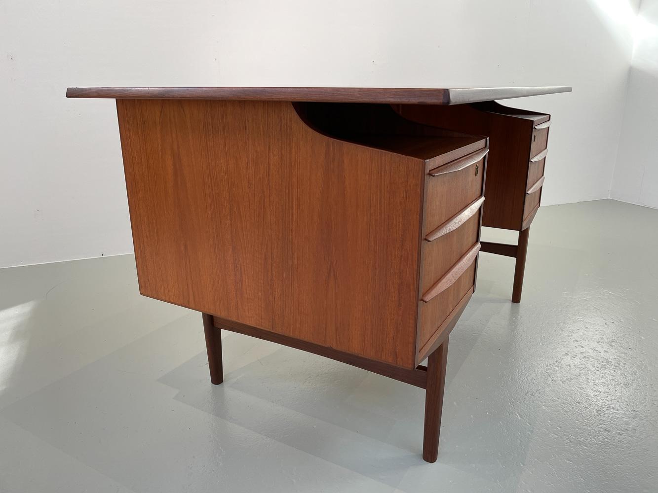 Mid-Century Modern Vintage Danish Freestanding Teak Desk by Tibergaard, 1960s. For Sale