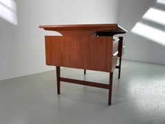 Vintage Danish Freestanding Teak Desk with Floating Top, 1960s.