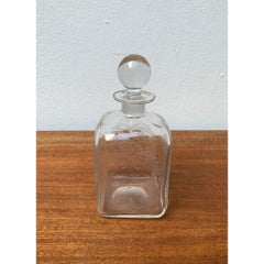 Vintage Danish Glass Bottle, 1970s Engraved Decorative Art