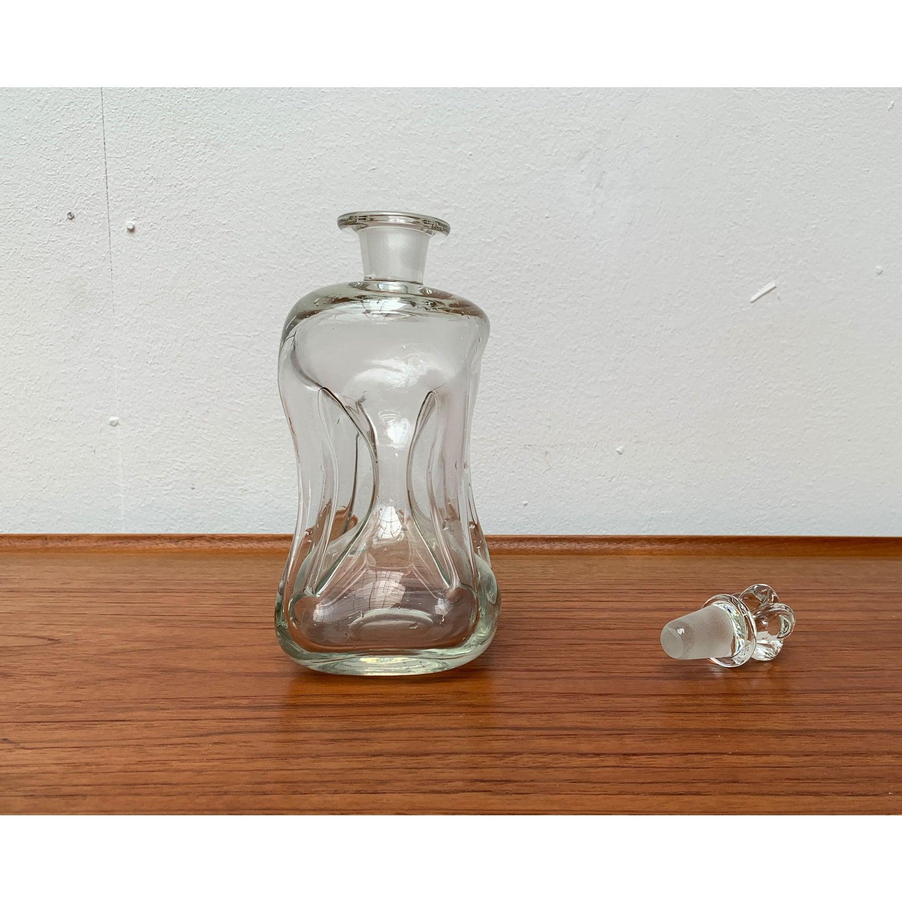 20ième siècle Bouteille Kluk Kluk danoise vintage en verre avec bouchon en verre à couronne, années 1970 en vente