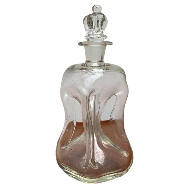 Bouteille Kluk Kluk danoise vintage en verre avec bouchon en verre à couronne, années 1970 en vente