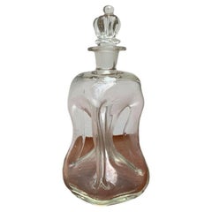 Vintage Danish Glass Kluk Kluk Bottle with Crown Glass Stopper, 1970s