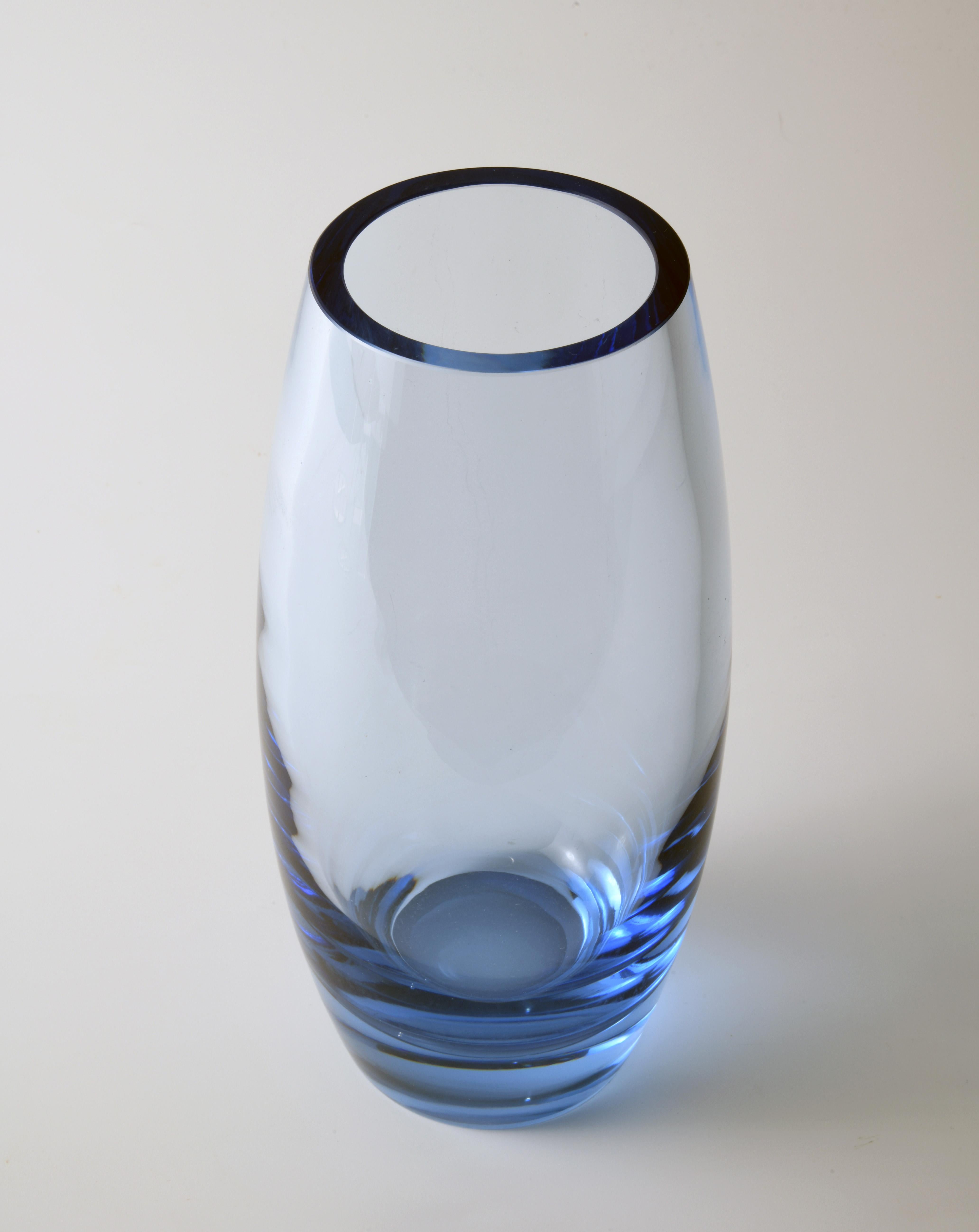 Scandinavian Modern Vintage Danish Glass Vase by Per Lutken for Holmegaard in 1960s For Sale