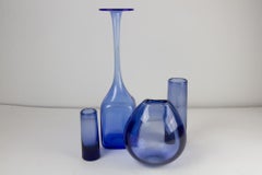 Vintage Danish Glass Vases "Sapphire Blue" by Holmegaard. Set of 4.