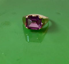 Bague danoise vintage en or avec saphir rose par Hermann Siersbol