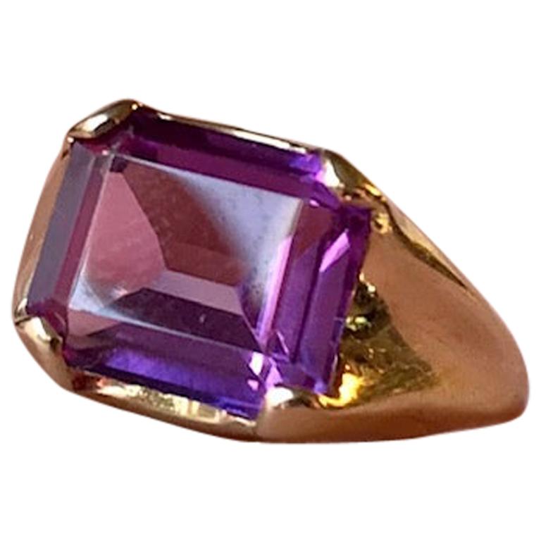 Vintage Danish Gold Ring with Pink Sapphire by Hermann Siersbol