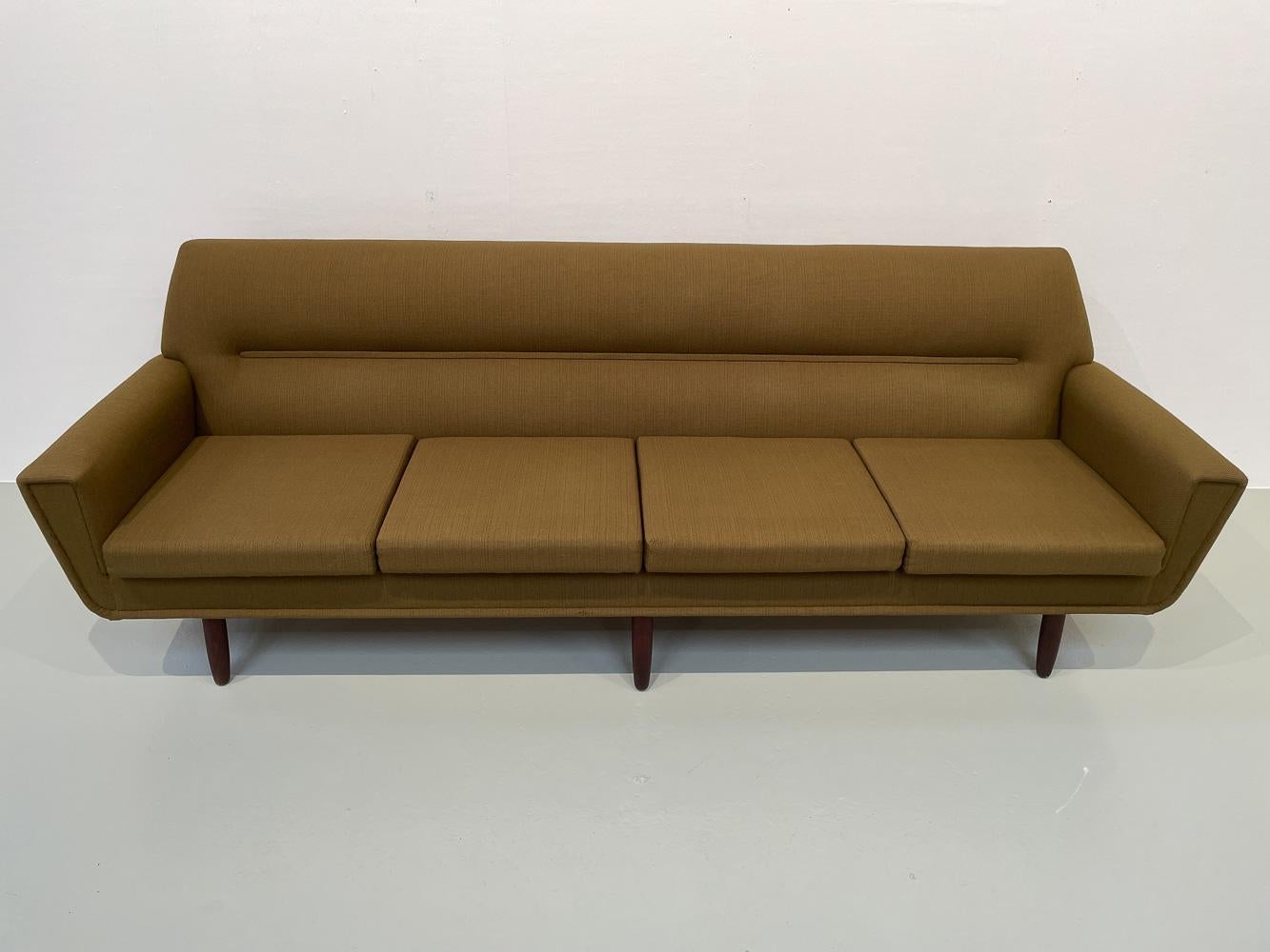 Vintage Danish Green 4-Seater Sofa in Teak and Wool, 1960s. 6