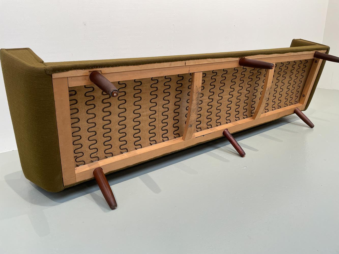 Vintage Danish Green 4-Seater Sofa in Teak and Wool, 1960s. 9