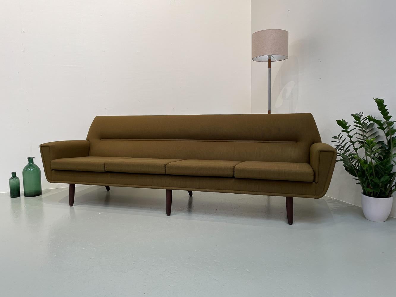 Vintage Danish Green 4-Seater Sofa in Teak and Wool, 1960s. 10