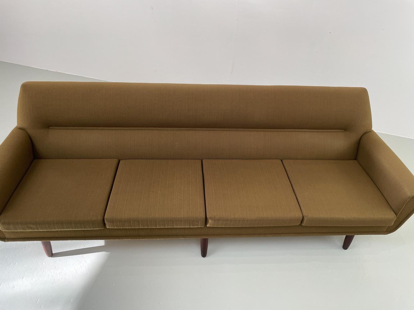 Vintage Danish Green 4-Seater Sofa in Teak and Wool, 1960s. In Good Condition In Asaa, DK