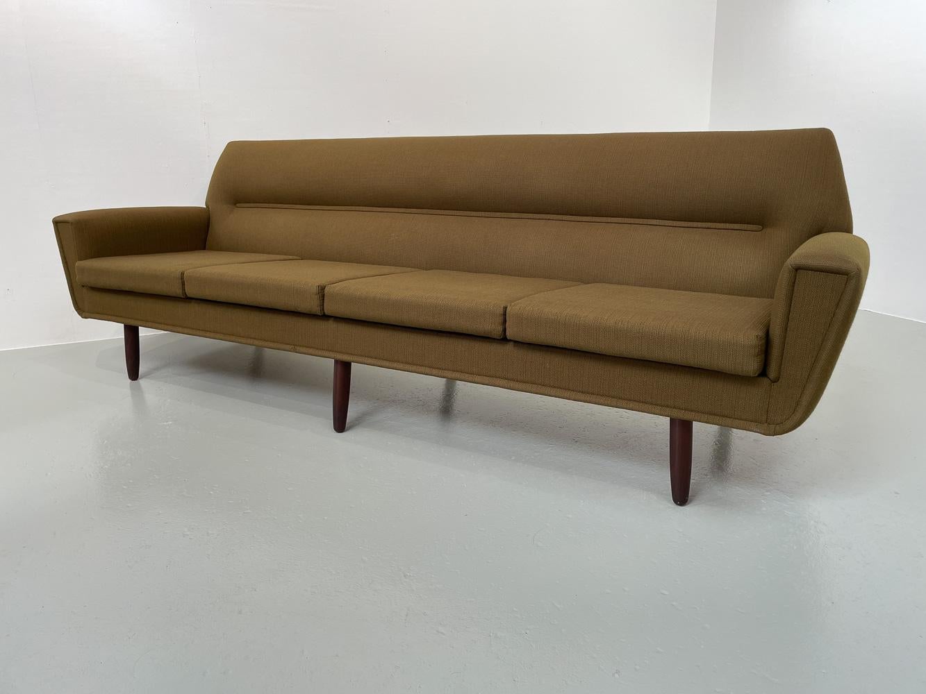 Vintage Danish Green 4-Seater Sofa in Teak and Wool, 1960s. 1