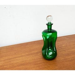 Botella danesa vintage de vidrio verde Kluk Kluk de Holmegaard, años 70