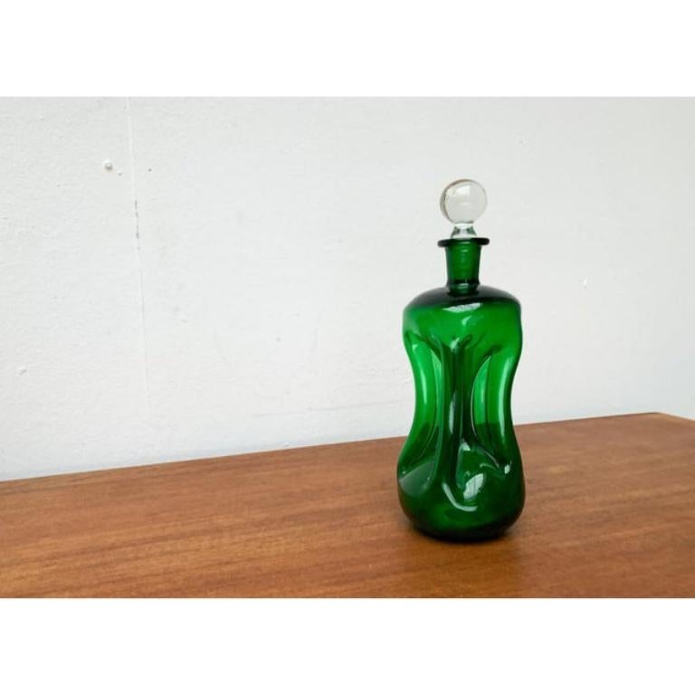 Danese Bottiglia Kluk Kluk danese d'epoca in vetro verde di Holmegaard, anni '70 in vendita