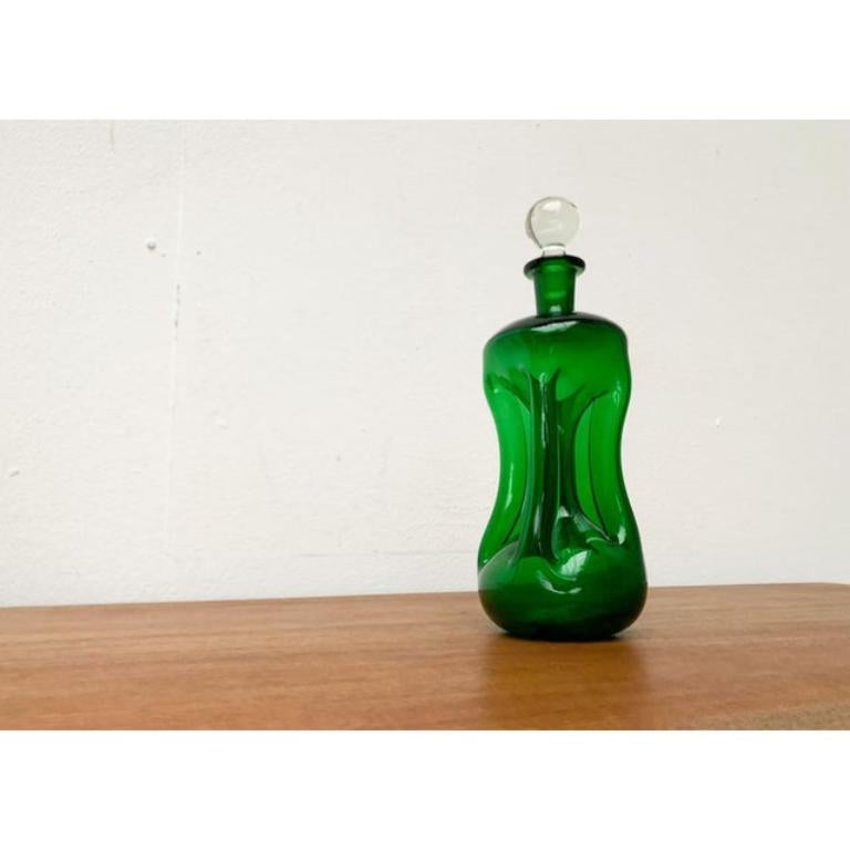 Bottiglia Kluk Kluk danese d'epoca in vetro verde di Holmegaard, anni '70 in vendita 2