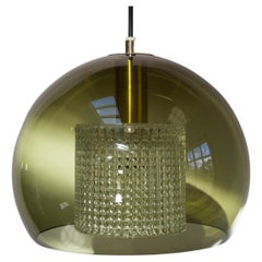 Vintage Danish Green Glass Pendant by Carl Fagerlund for Lyfa, 1960s