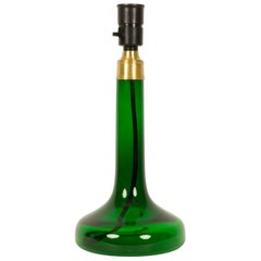 Vintage Danish Green Glass Table Lamp by Holmegaard, 1950s